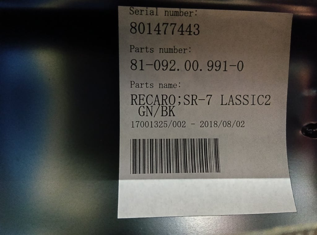 Recaro - Used semi-bucket seat SR-7