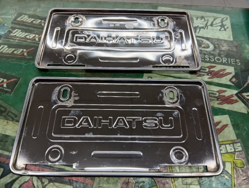 Daihatsu - Used! Daihatsu genuine stainless steel license plate frame